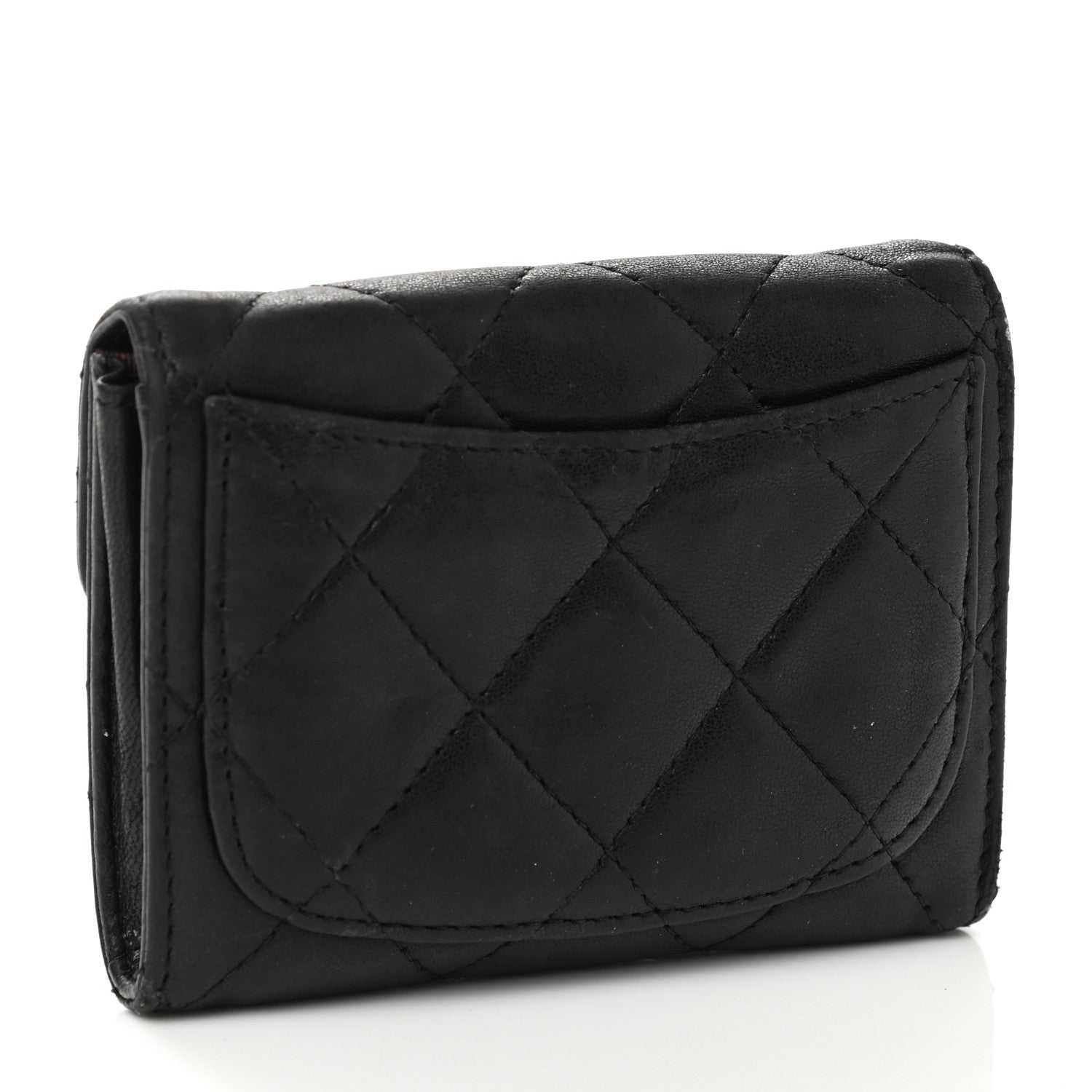 Chanel Lambskin Quilted Flap Card Holder Wallet Black 3 of 10