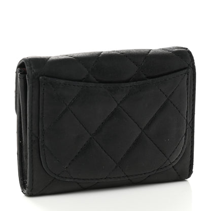 Chanel Lambskin Quilted Flap Card Holder Wallet Black 3 of 10