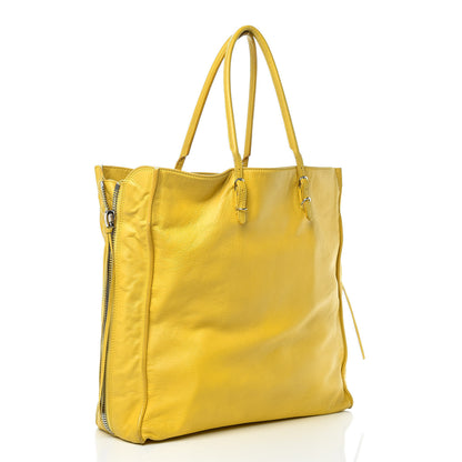 Balenciaga Supple Calfskin Papier Ledger Zip Around Tote Jaune Soleil 3 of 13