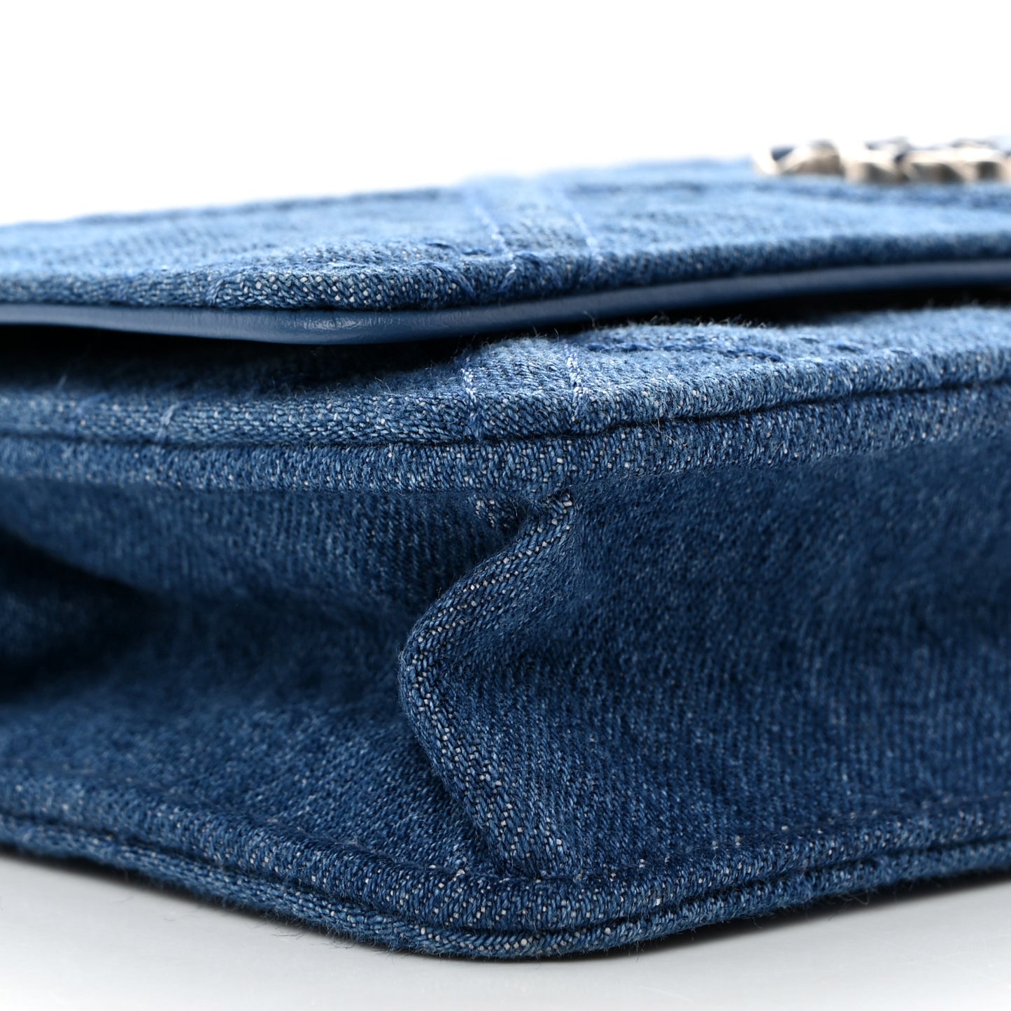 Denim Quilted Chanel 19 Wallet On Chain WOC Blue