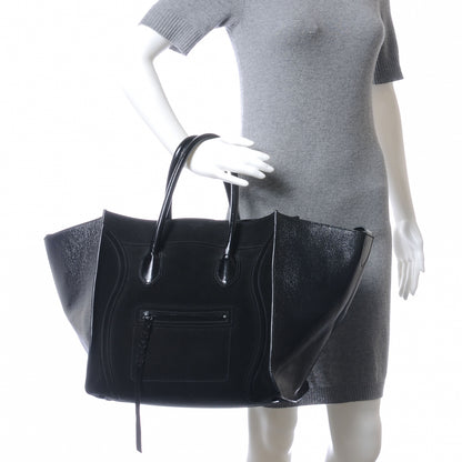 Celine Suede Patent Leather Large Phantom Luggage Black 2 of 8