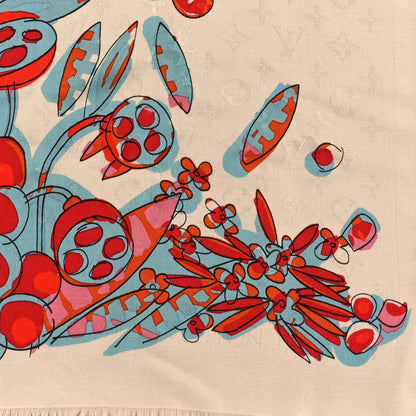 Louis Vuitton Silk Wool Monogram Jungle 16 Shawl Multicolor 2 of 3
