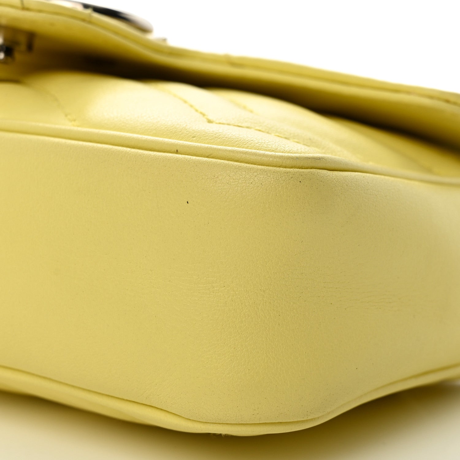 Gucci Calfskin Matelasse Super Mini GG Marmont Shoulder Bag Banana 10 of 11