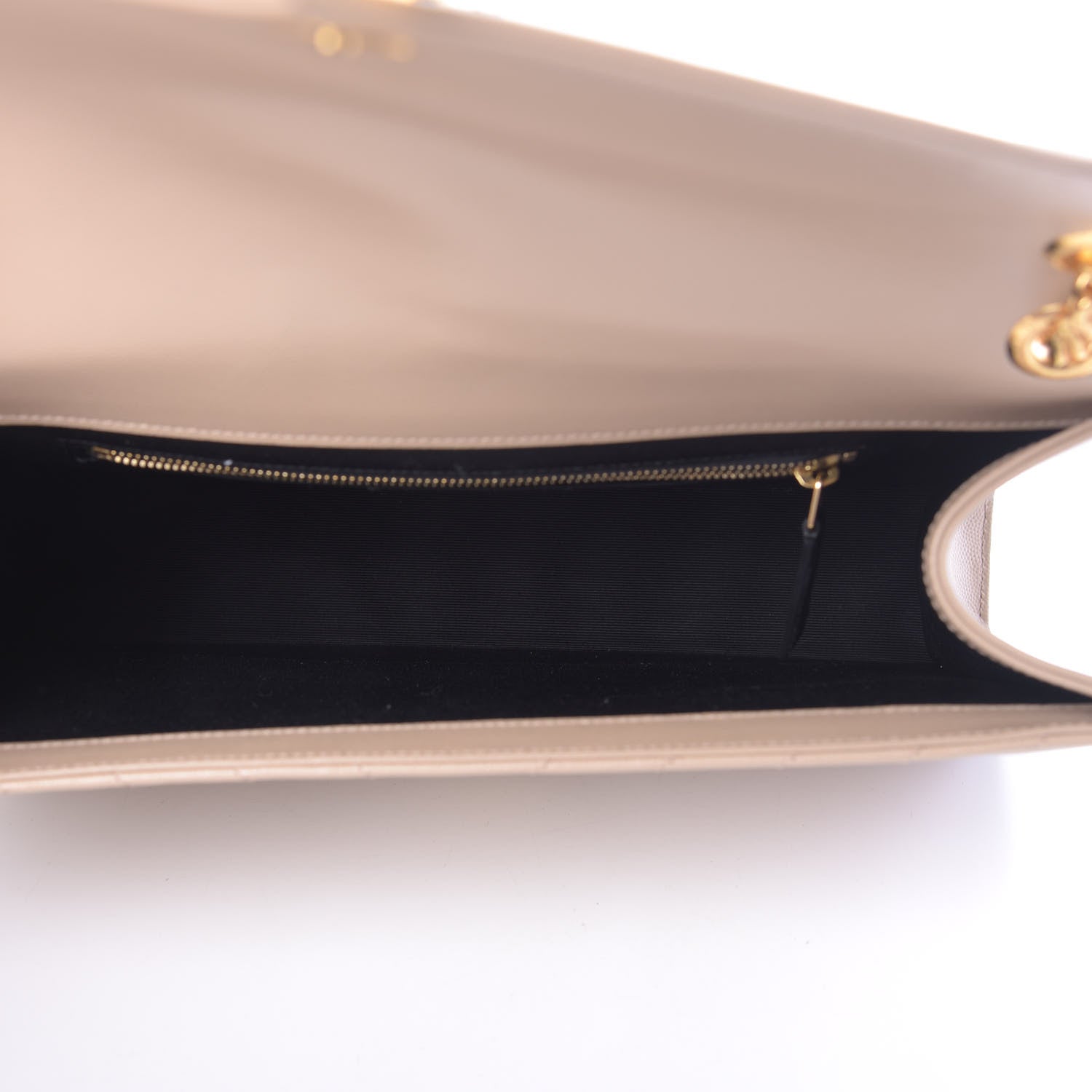 Saint Laurent Grain De Poudre Matelasse Chevron Large Monogram Satchel Dark Beige 5 of 10