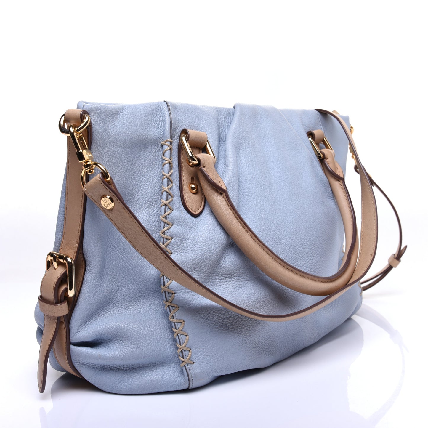 Grained Calfskin Crossbody Blue