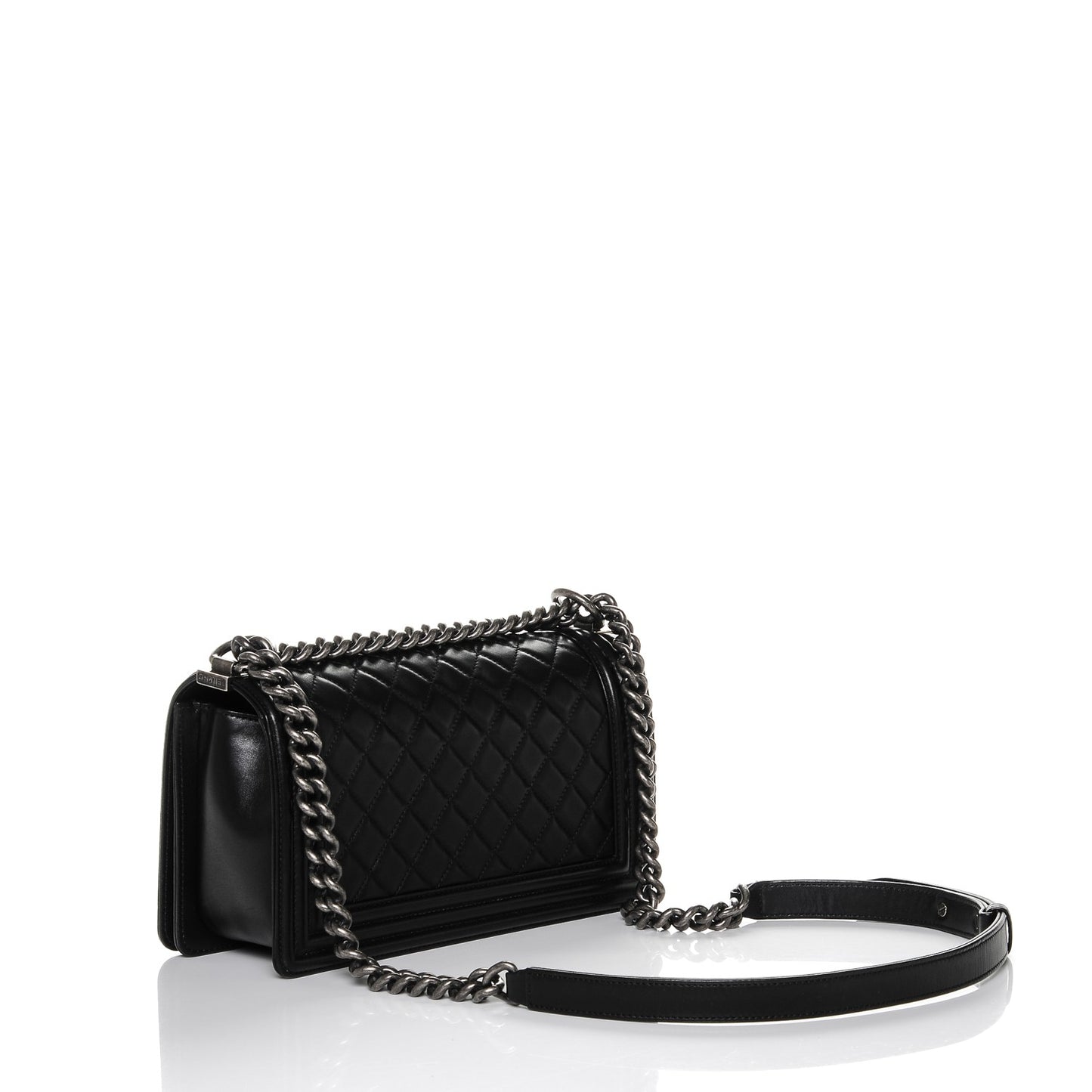 Lambskin Quilted Medium Boy Flap Black