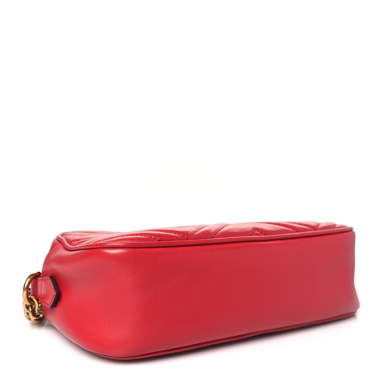 Calfskin Matelasse Small GG Marmont Chain Shoulder Bag Hibiscus Red