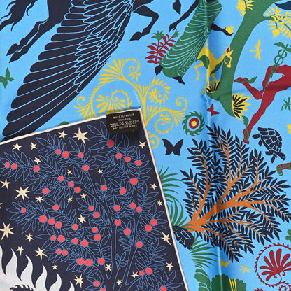 Hermes Silk Sous Le Charme d'Orphee Double Face Scarf 90 Bleu Azur Bordeaux Vert 4 of 4