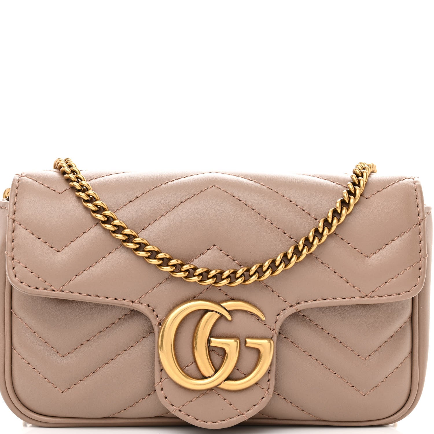 Gucci Calfskin Matelasse Super Mini GG Marmont Shoulder Bag Porcelain Rose 8 of 11