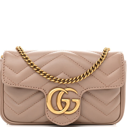 Gucci Calfskin Matelasse Super Mini GG Marmont Shoulder Bag Porcelain Rose 8 of 11