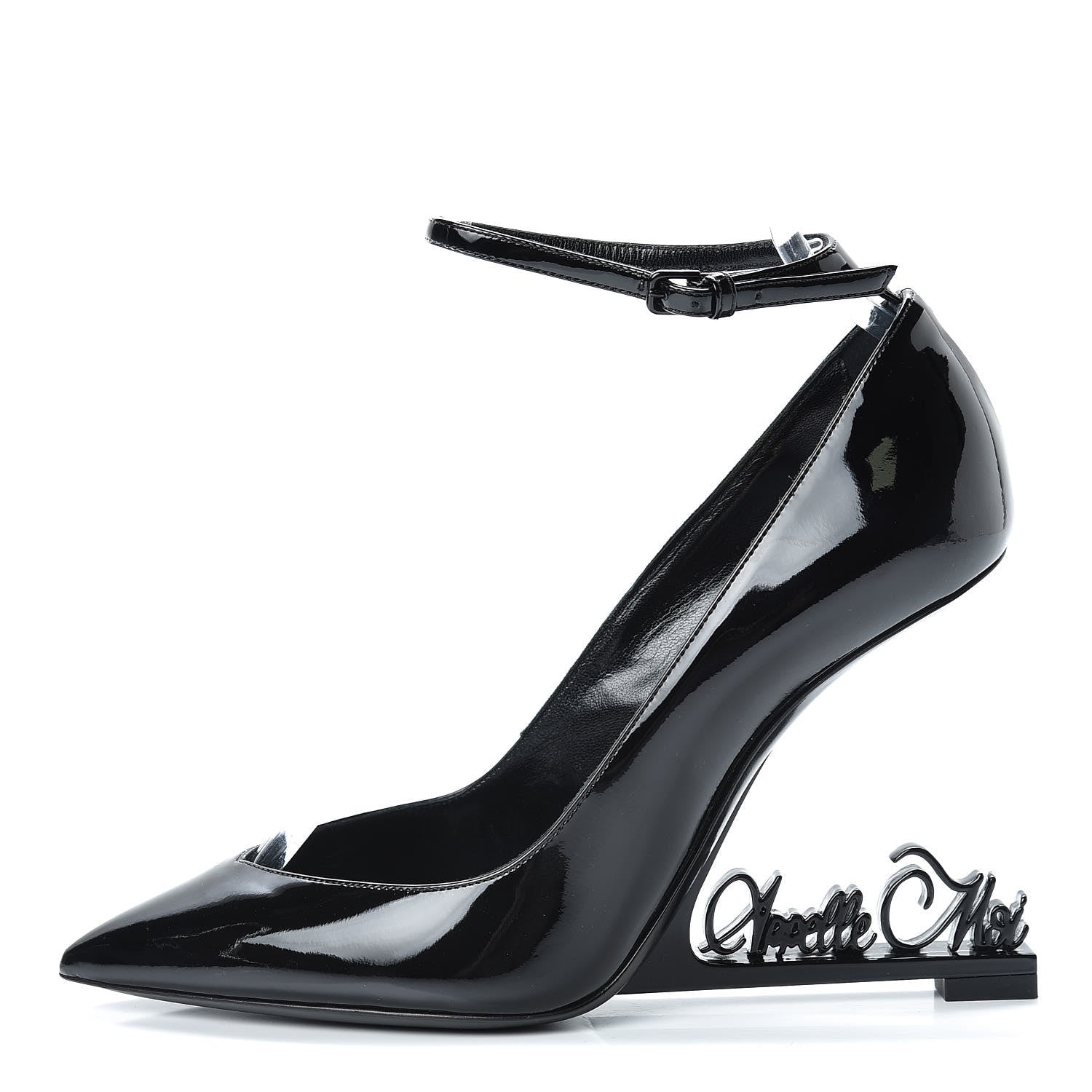 Saint Laurent Patent Opyum Appelle Moi Ankle Strap Pump 36 Black 1 of 9