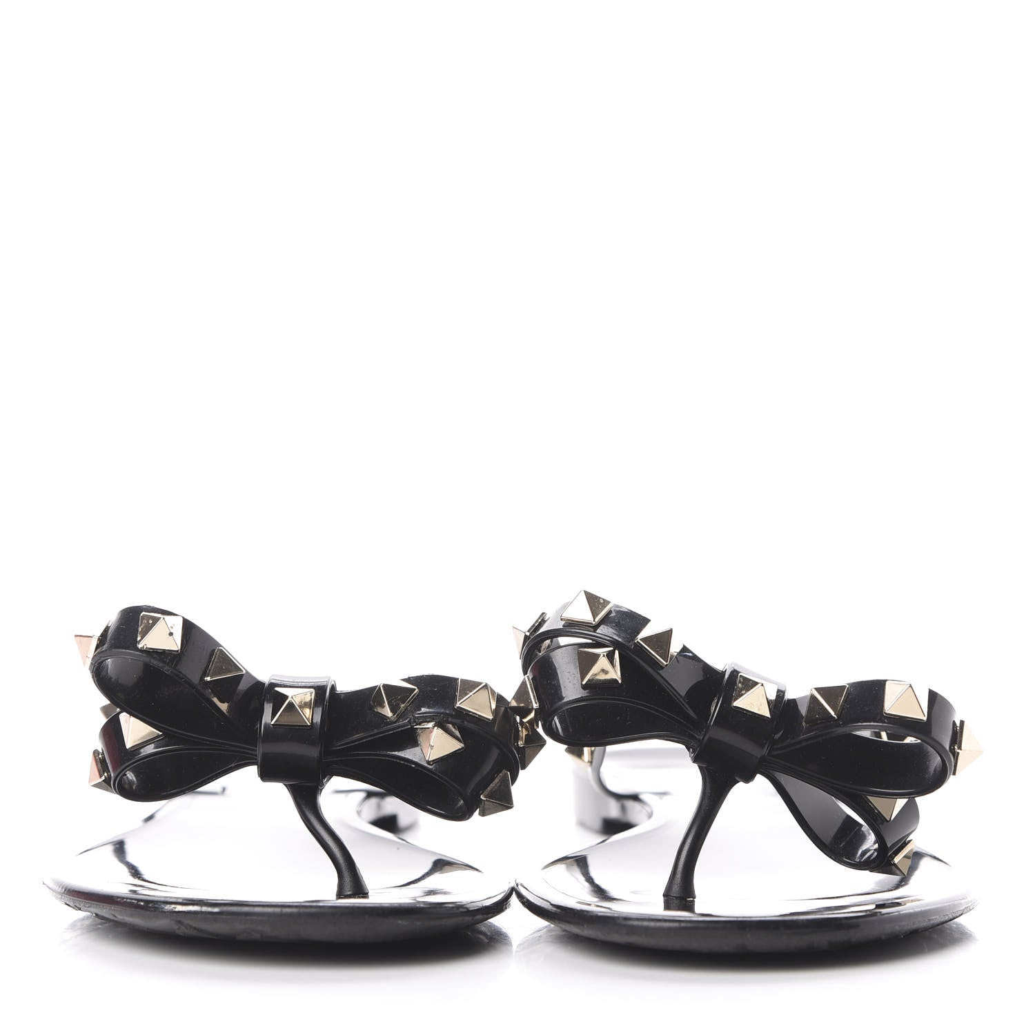 Valentino Garavani PVC Jelly Rockstud Bow Thong Sandals 37 Black 2 of 9