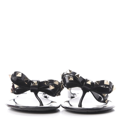 Valentino Garavani PVC Jelly Rockstud Bow Thong Sandals 37 Black 2 of 9