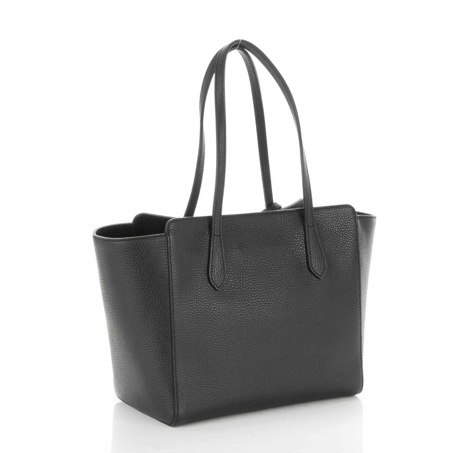 Pebbled Calfskin Small Swing Tote Black