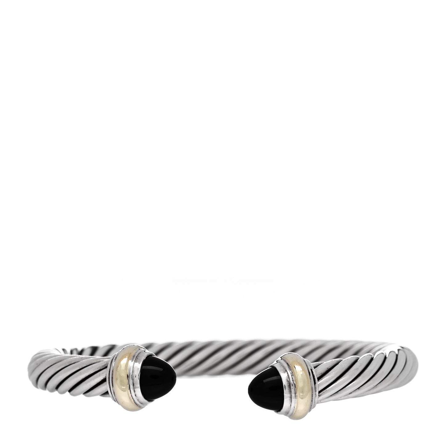 Sterling Silver 14K Yellow Gold Black Onyx 7mm Cable Classics Bracelet