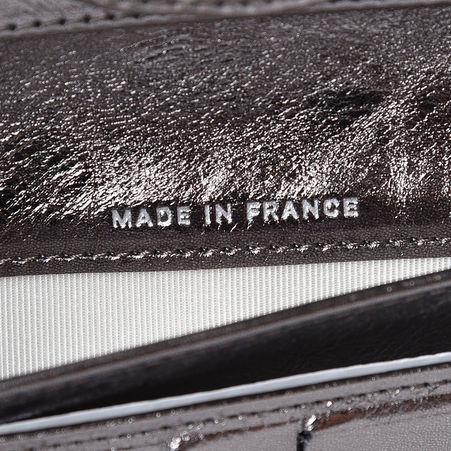 Metallic Striped Calfskin Reissue Wallet Dark Silver