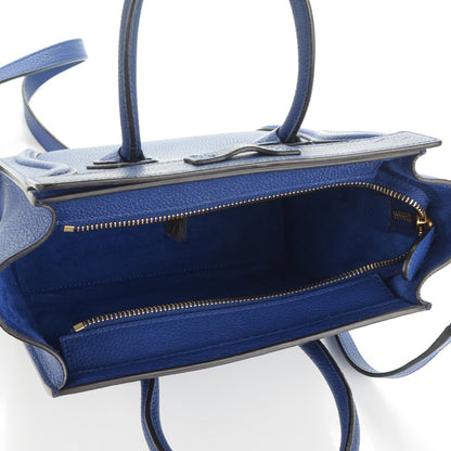 Celine Drummed Calfskin Nano Luggage Indigo 5 of 6