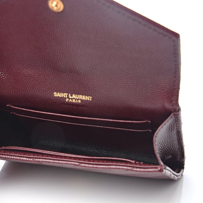 Saint Laurent Grain De Poudre Matelasse Chevron Small Monogram Envelope Wallet Bordeaux 4 of 6