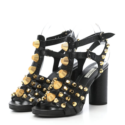 Balenciaga Agneau Lambskin Giant Gold Hardware Arena Sandals 38.5 Black 3 of 8