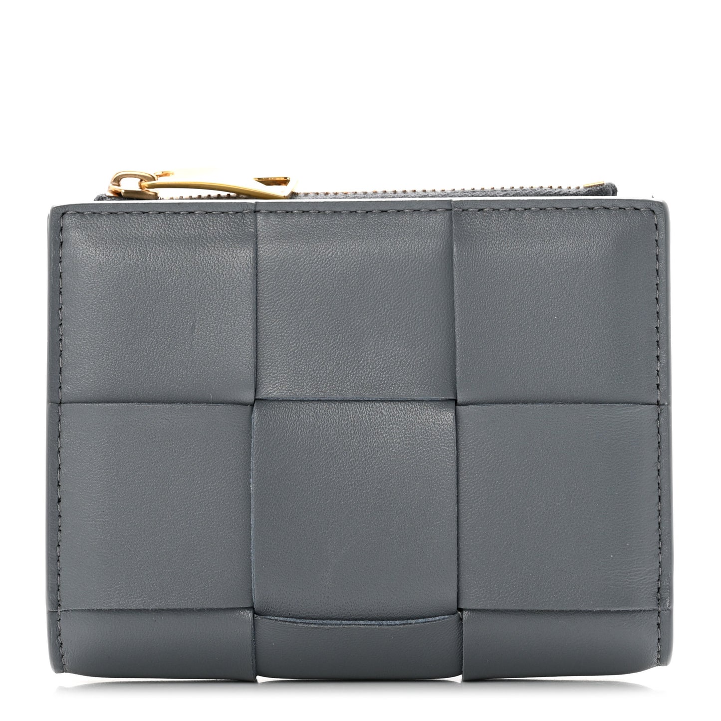 Nappa Maxi Intrecciato Small Bi-Fold Zip Wallet Thunder