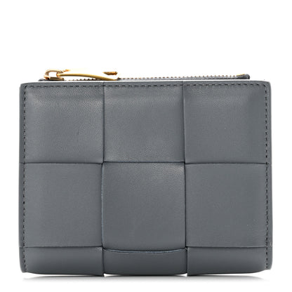 Bottega Veneta Nappa Maxi Intrecciato Small Bi-Fold Zip Wallet Thunder 1 of 7