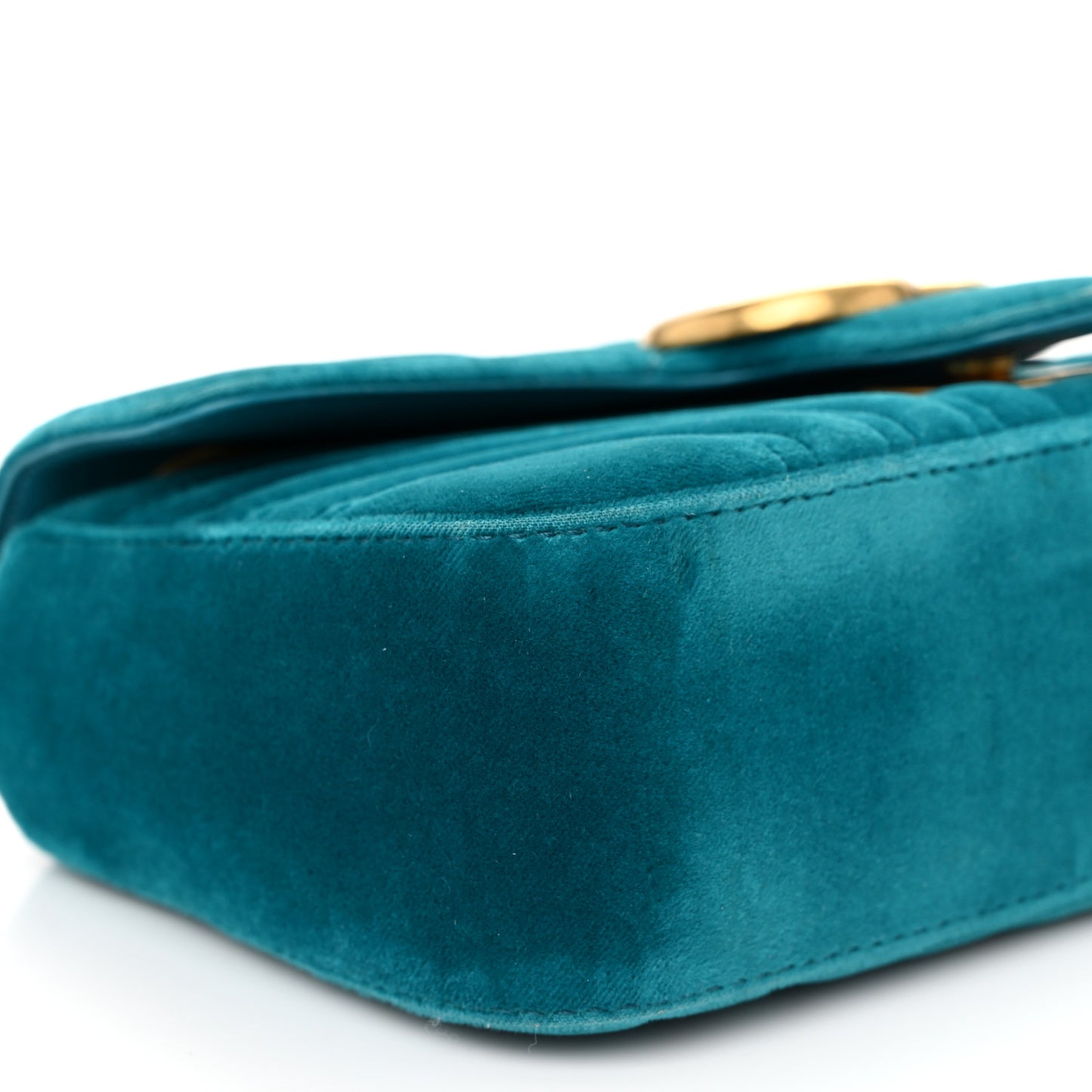Velvet Matelasse Mini GG Marmont Shoulder Bag Pavone Cyan