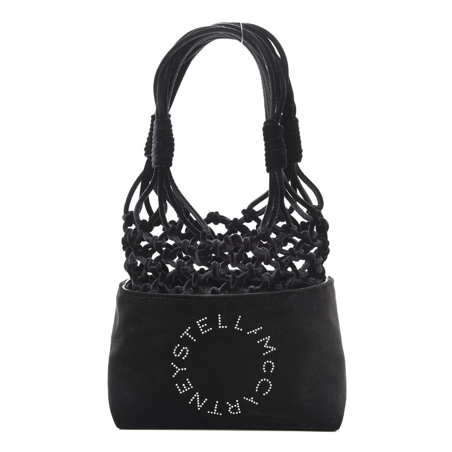 Stella McCartney Velvet Crystal Logo Knotted Tote Black 1 of 9