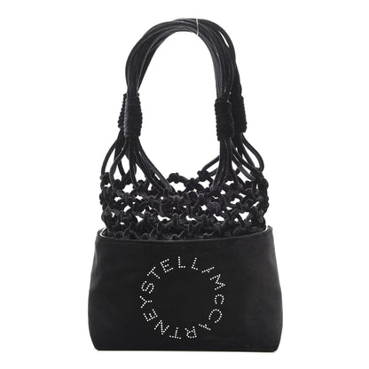 Stella McCartney Velvet Crystal Logo Knotted Tote Black 1 of 9