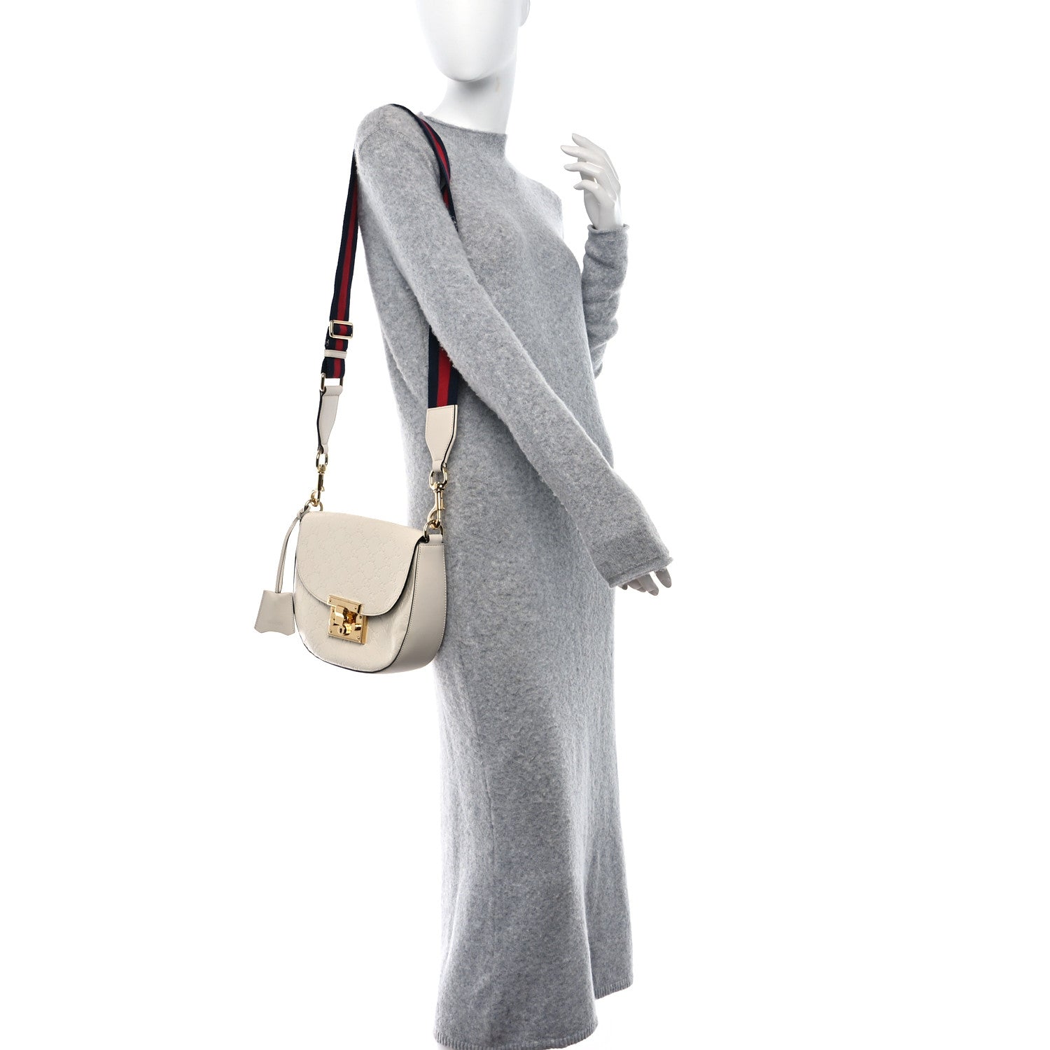 Gucci Guccissima Web Medium Padlock Messenger Shoulder Bag White 2 of 9