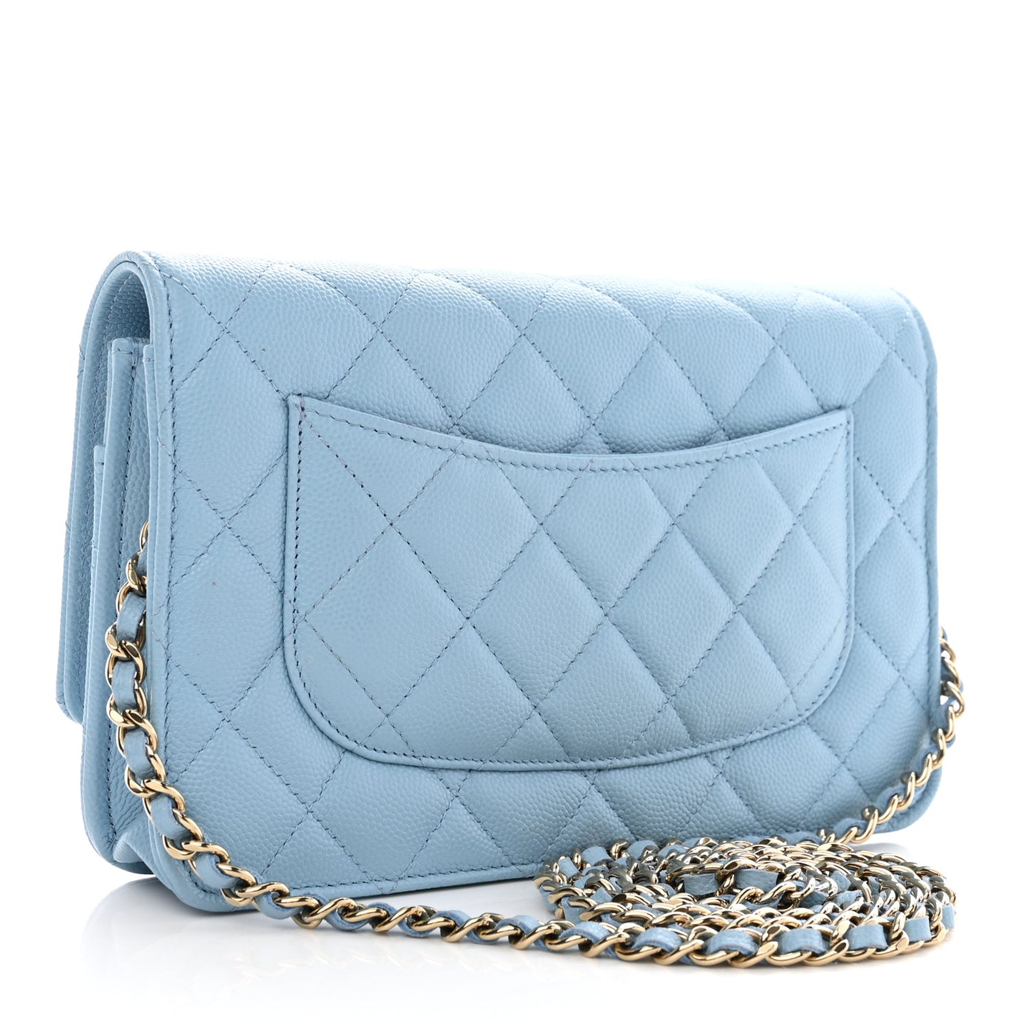 Caviar Quilted Wallet On Chain WOC Blue