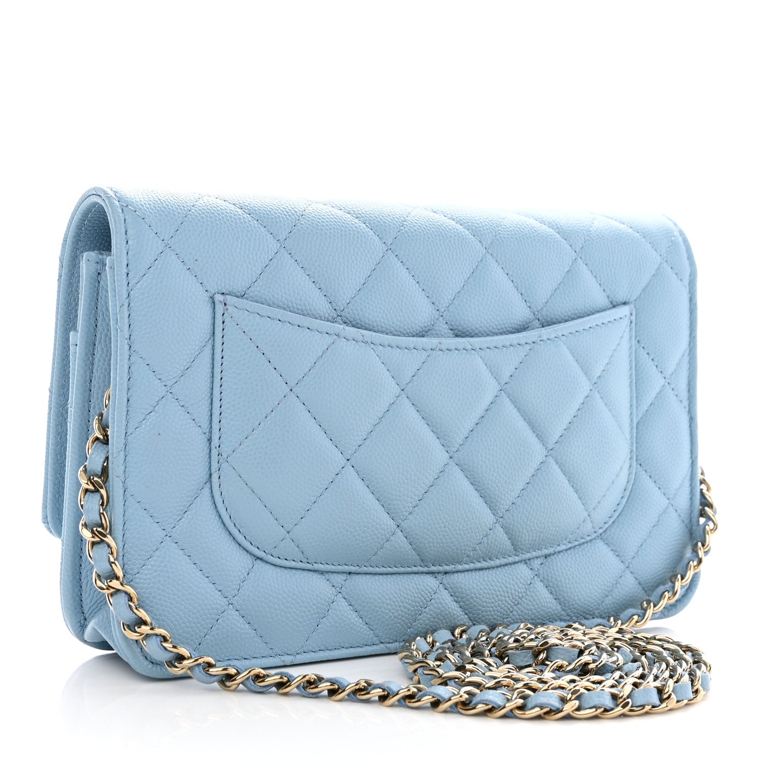 Chanel Caviar Quilted Wallet On Chain WOC Blue 3 of 12