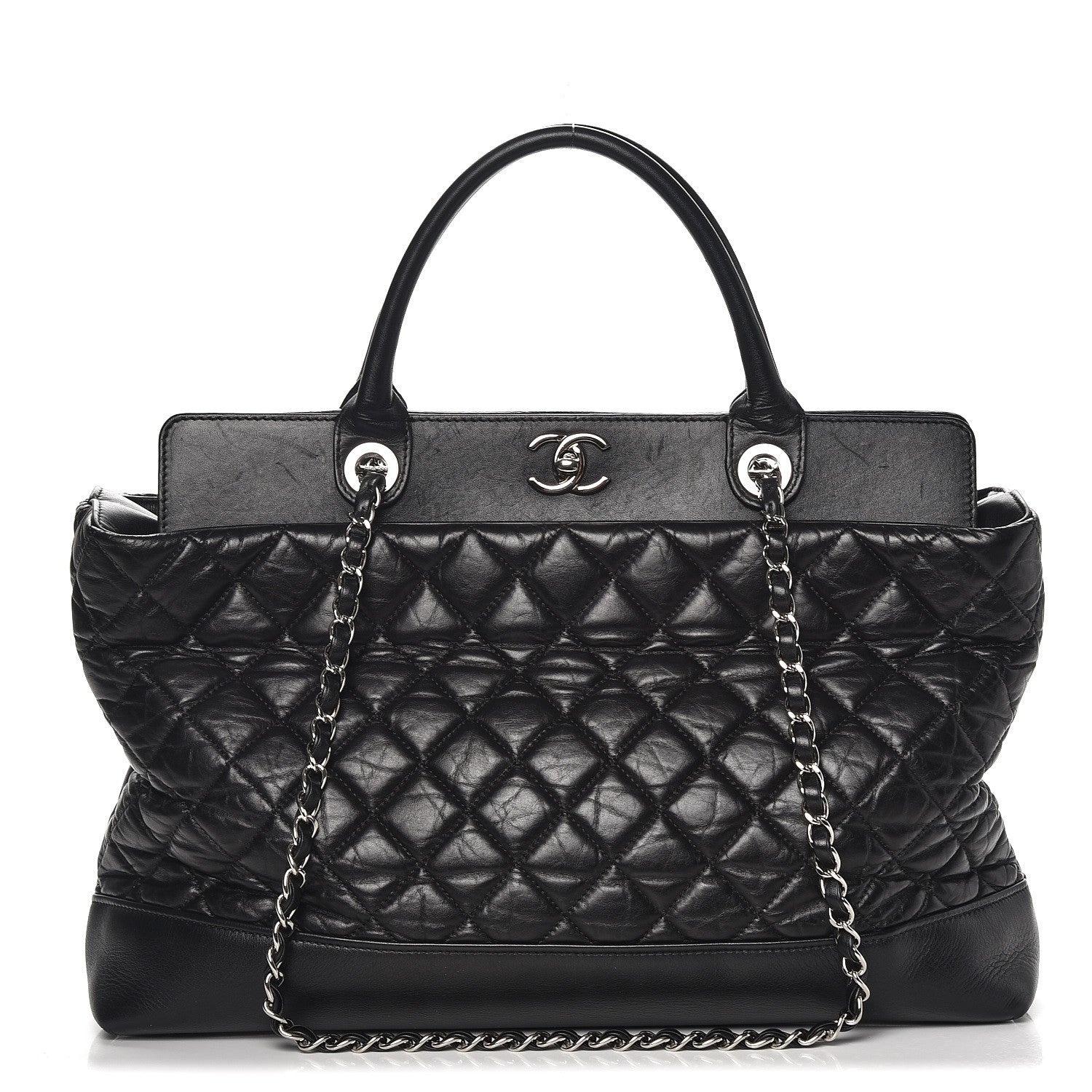 Chanel Aged Calfskin Quilted Be CC Tote Black 1 of 17