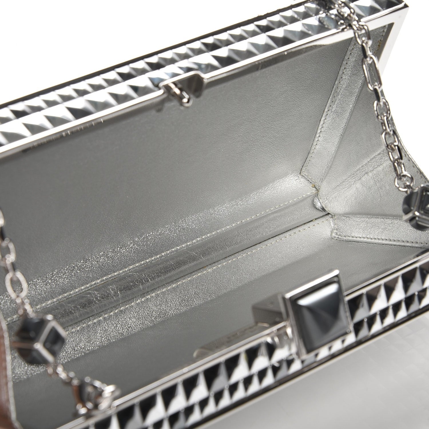 Judith Leiber Glass Clutch Silver 5 of 7