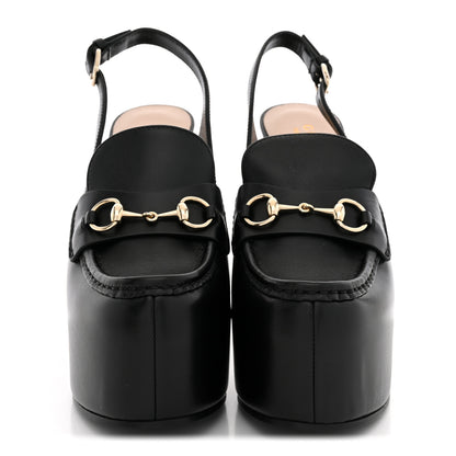 Gucci Calfskin Horsebit Platform 70/160mm Slingback Mules 37.5 Black 3 of 10