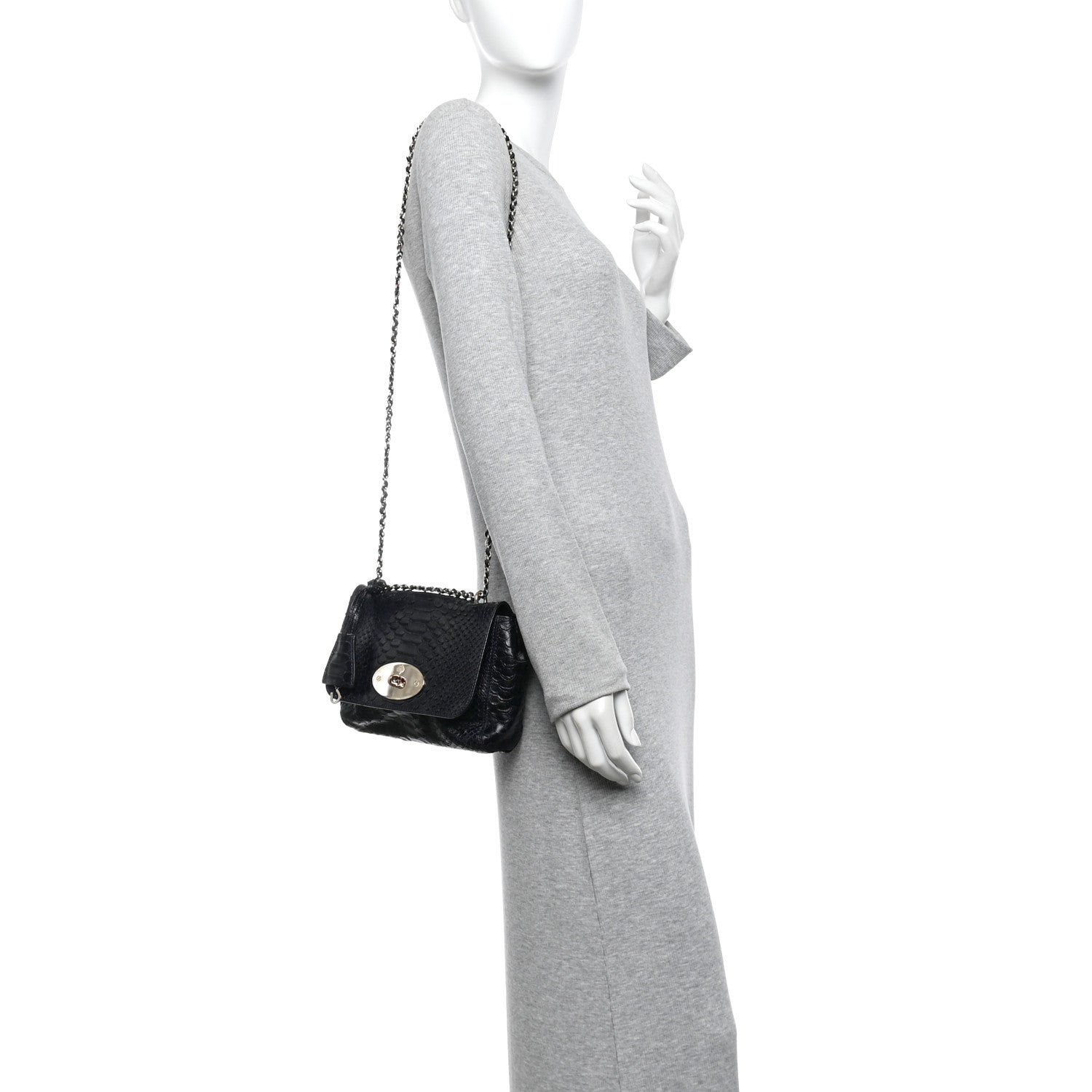 Mulberry Snakeskin Small Lily Flap Navy 2 of 14