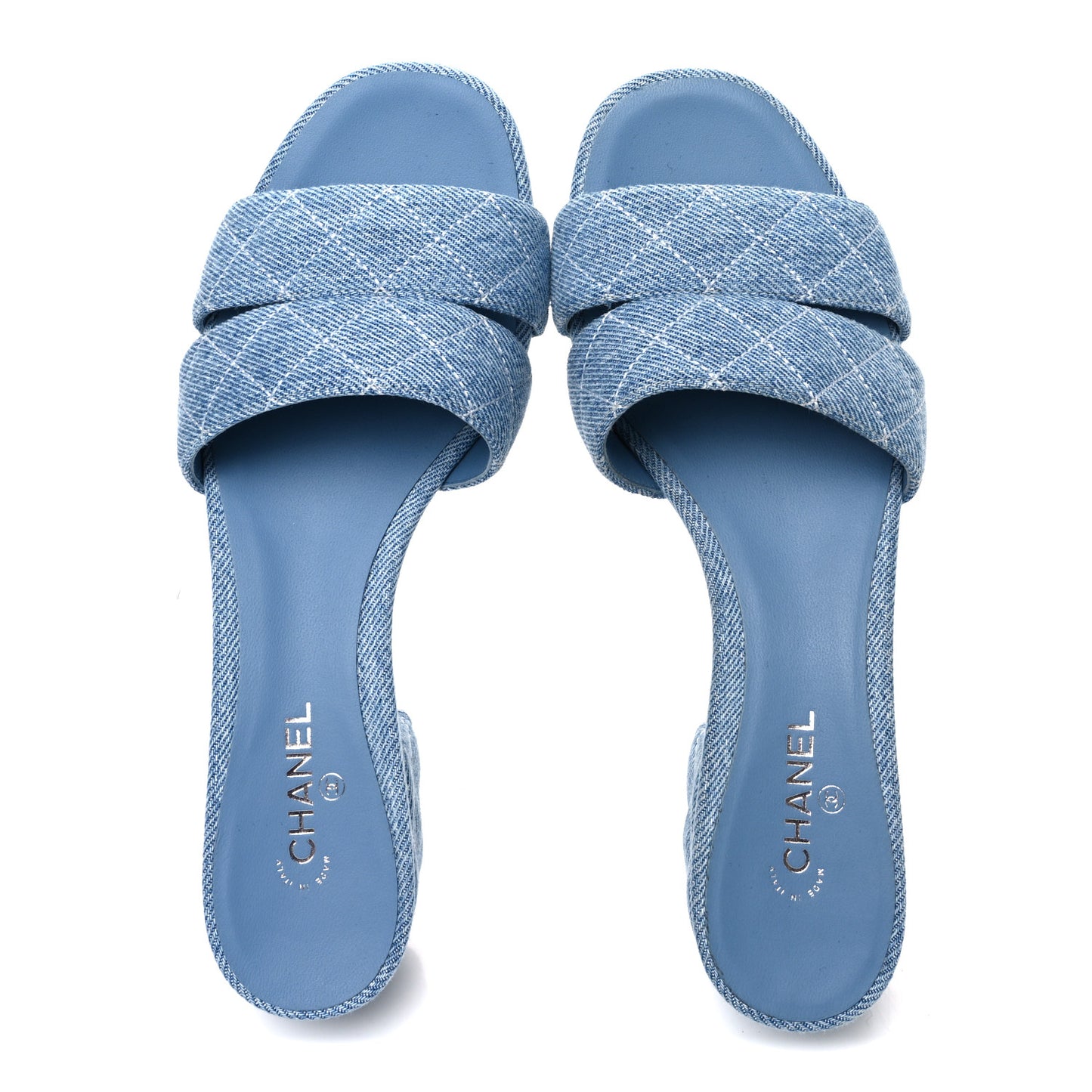 Denim Quilted Mules 37.5 Blue