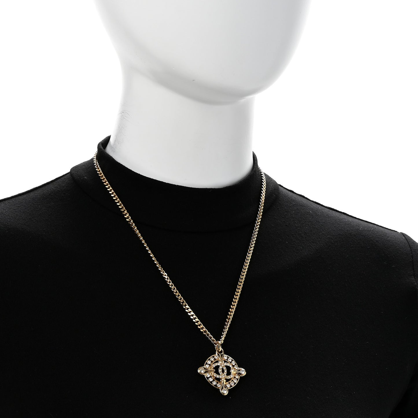 Crystal CC Pendant Necklace Gold