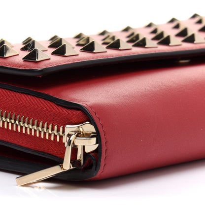 Valentino Garavani Vitello Rockstud Carry Secrets Continental Wallet On Chain Red 8 of 9