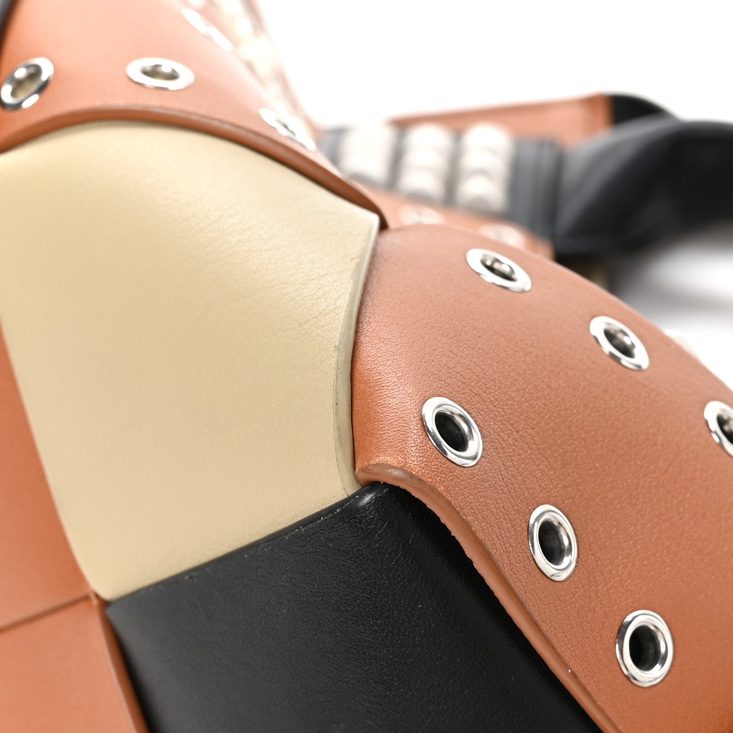 Calfskin Woven Studded Basket Surplus Bag Multicolor