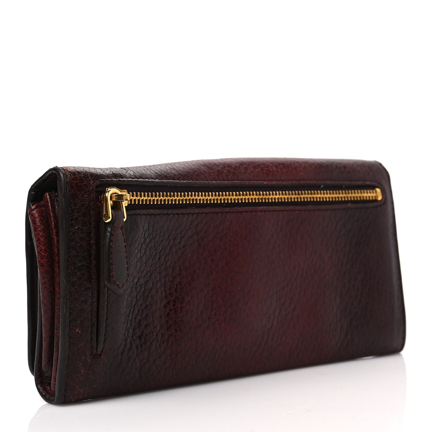 Vitello Daino Continental Flap Wallet Amaranto