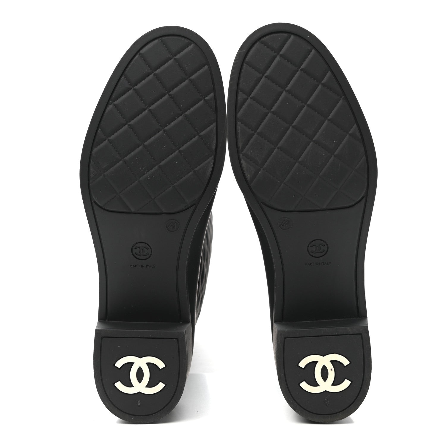 Chanel Rubber Quilted Rain Boots 41 Black 5 of 13