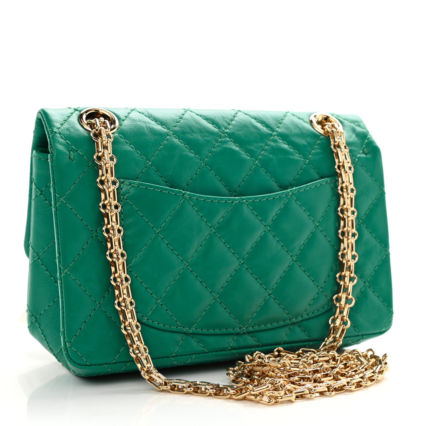 Aged Calfskin Quilted 2.55 Reissue Mini Flap Green
