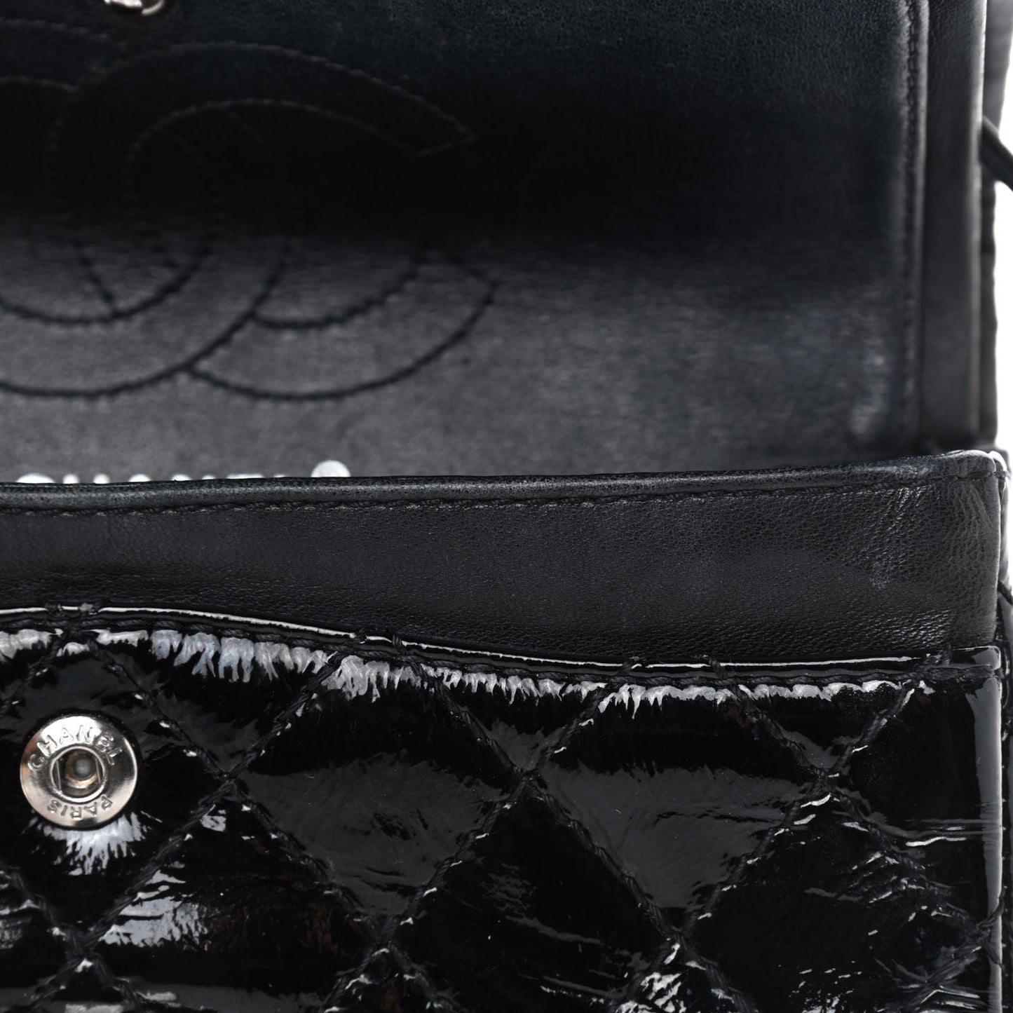 Crinkled Patent Quilted 2.55 Reissue Mini Flap Black
