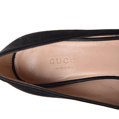 Gucci Kid Scamosciato GG Marmont Fringe 50mm Loafer Pumps 34.5 Black 10 of 13