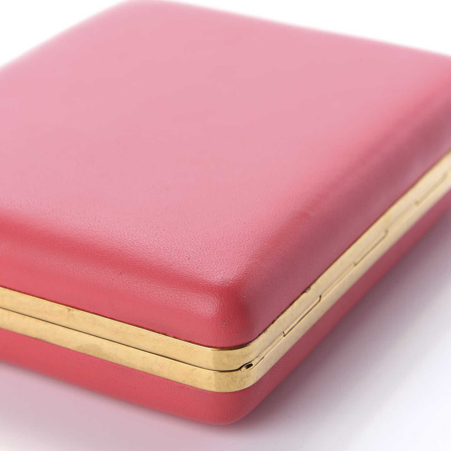 Calfskin Skull Box Clutch Pink