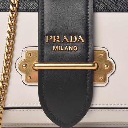 Prada Saffiano City Calf Cahier Belt Bag White Black 10 of 10