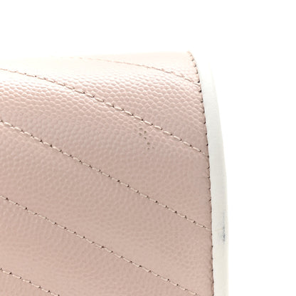Saint Laurent Grain De Poudre Matelasse Chevron Monogram Chain Wallet Pink and White 11 of 11