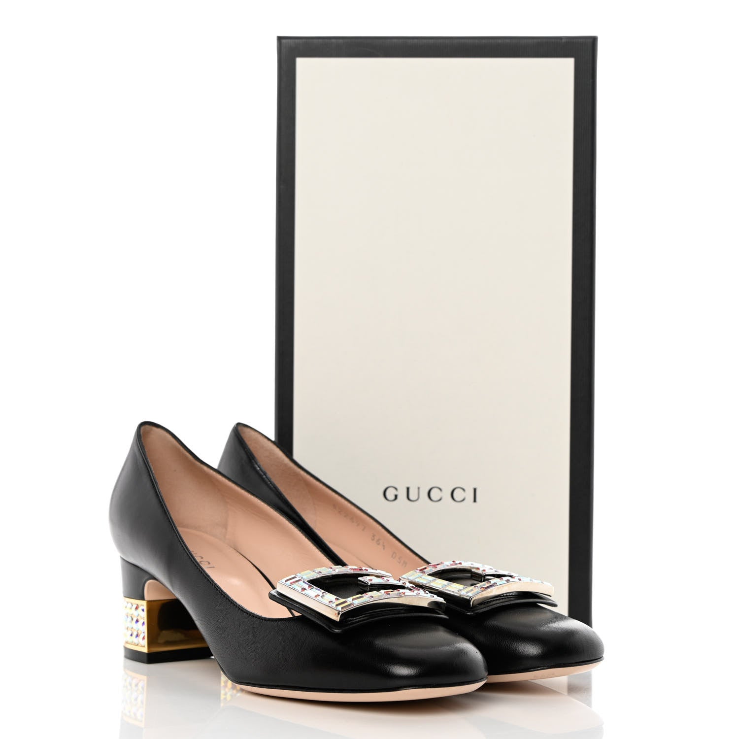 Gucci Malaga Kid Crystal Square G Madelyn Mid Heel Loafer Pumps 36.5 Black 9 of 9