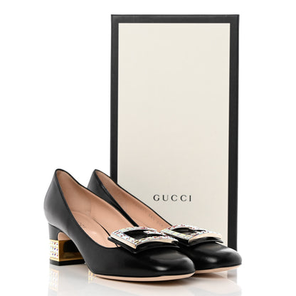 Gucci Malaga Kid Crystal Square G Madelyn Mid Heel Loafer Pumps 36.5 Black 9 of 9