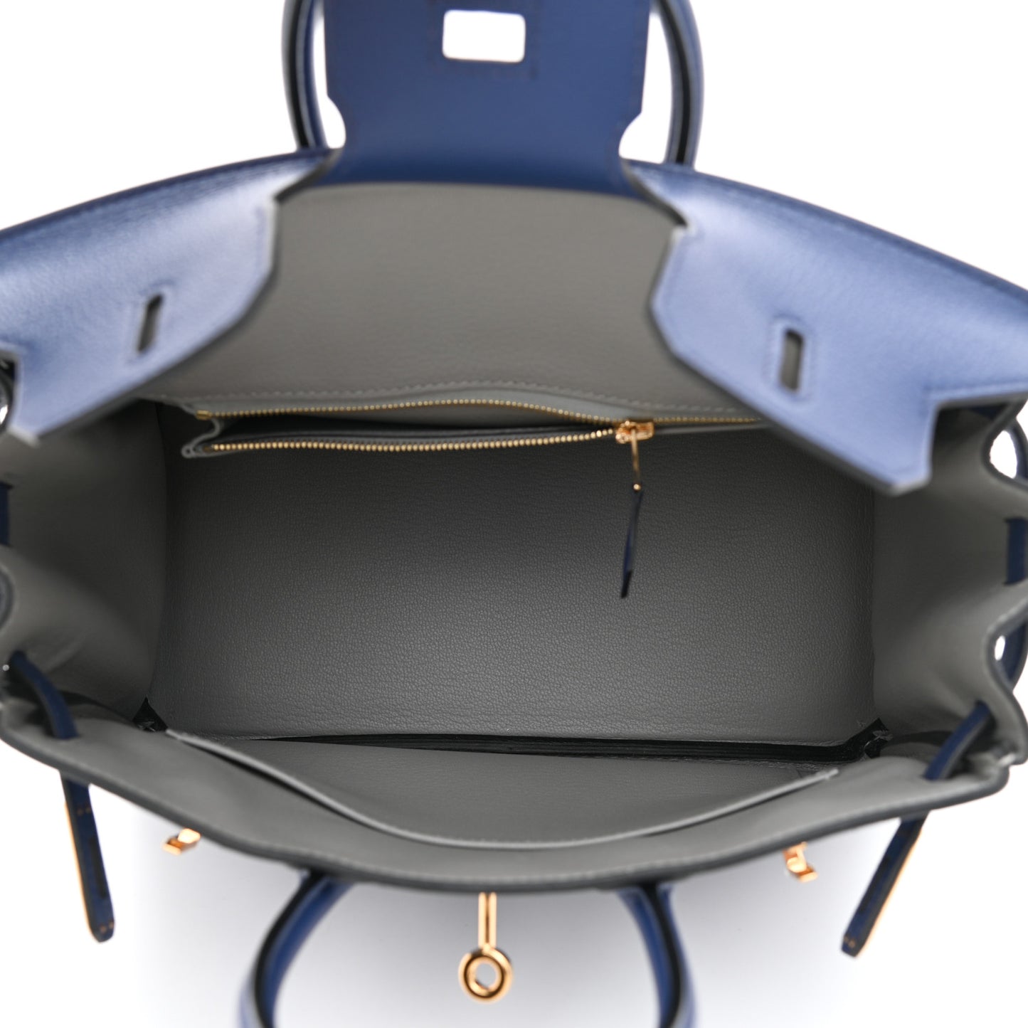 Taurillon Novillo Verso Birkin 25 Bleu Saphir Gris Mouette